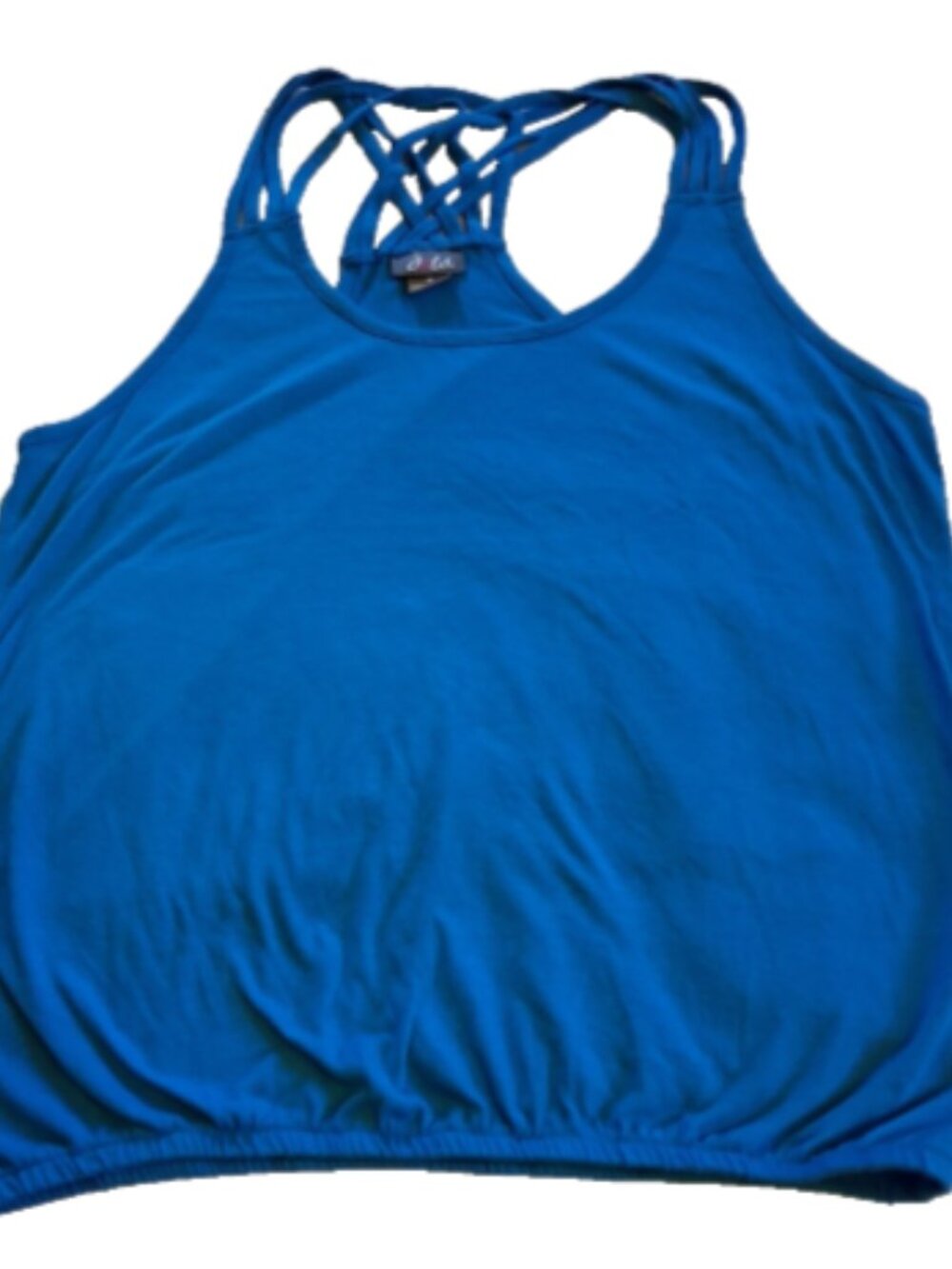 dots Women's Size M Blue Sleeveless Racerback Elastic Waist Summer Casual Top